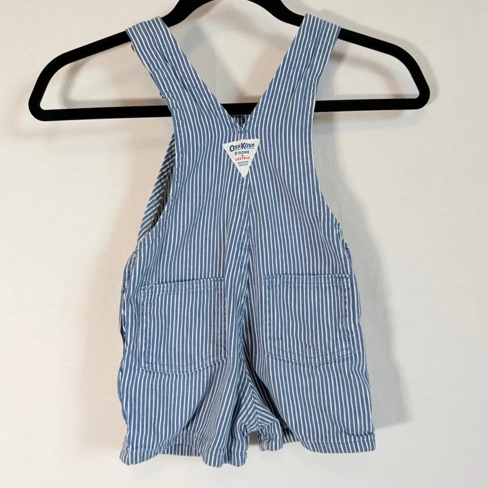 Made in USA OshKosh B'gosh Vest Back Conductor Striped Shortalls.